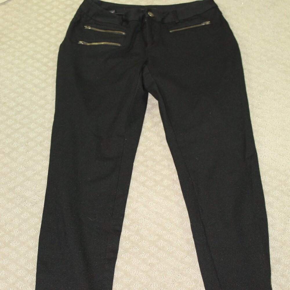 I.N.C International Concepts Womens Black Dress Pants w/Zipper Accents Size 10